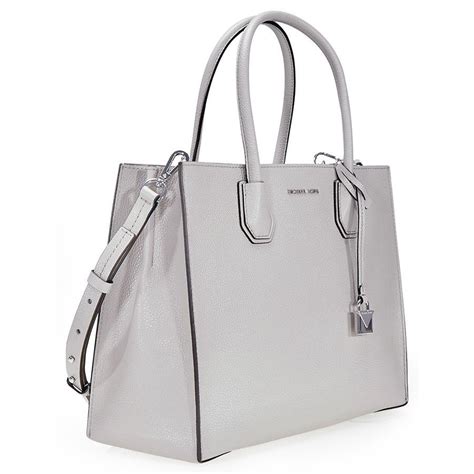 michael kors mercer large leather tote pearl grey|Michael Kors mercer large.